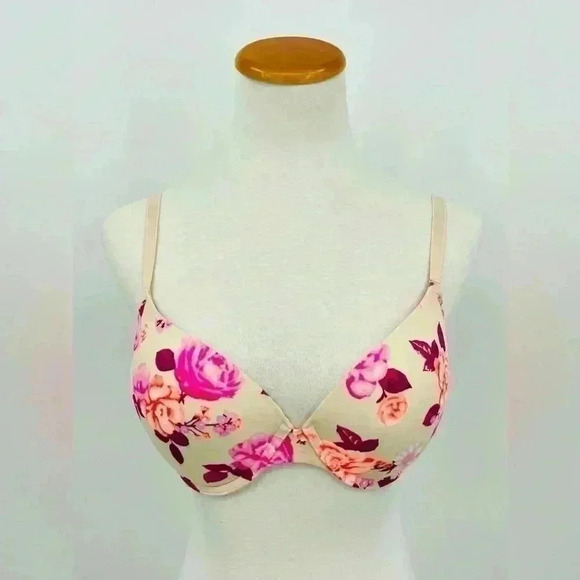 PINK Victoria's Secret Wear Everywhere Push Up Floral Bra, 34D - Picture 1 of 7